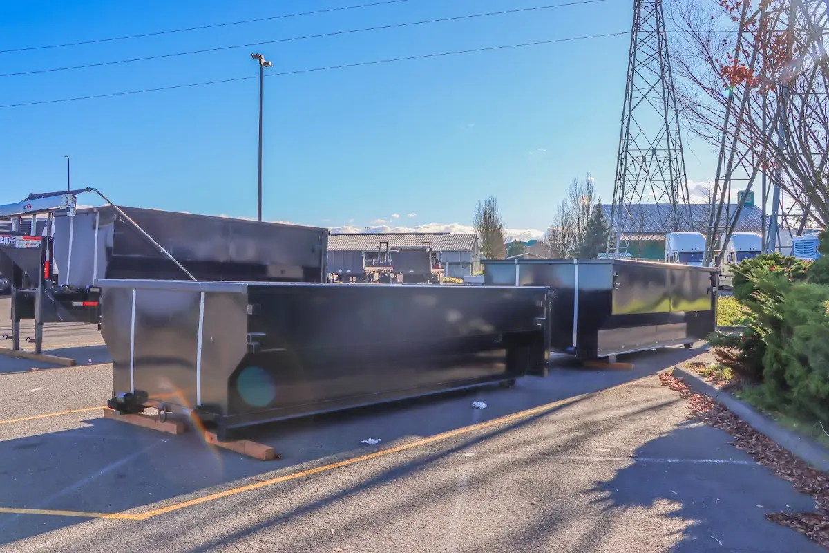 Roll-off dumpster ready for waste disposal at job site for Yard Waste Dumpster Rental in Linganore